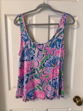 Lilly Pulitzer Pink Blue Green Floral Tank Top
